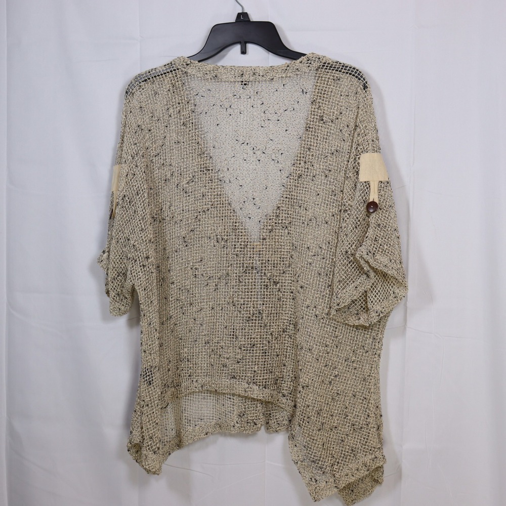 Kaktus Crochet Cardigan XL Beige Womens Mesh Toggle Button Boho Sweater